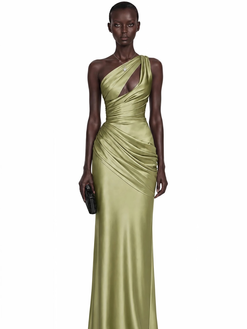 Seraphina Green One Shoulder Cut-Out Maxi Dress